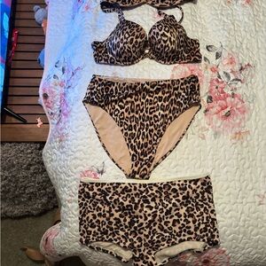 Victoria's Secret Leopard-Print Bikini Set in Beige and Black
